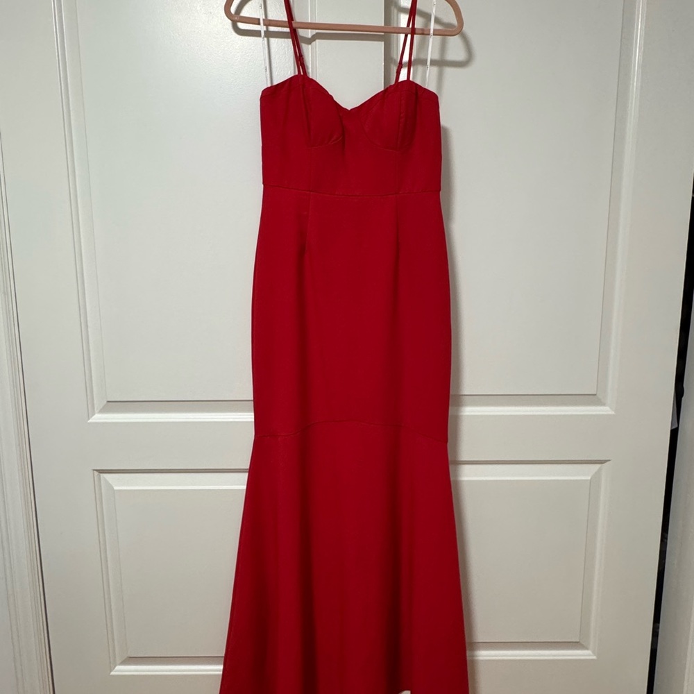 Elegant Red Spaghetti Strap Gown